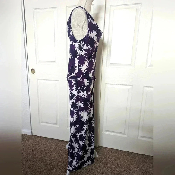 Diane Von Furstenberg Louanne Asterisk Meadow Aubergine Maxi Dress - Picture 5 of 10